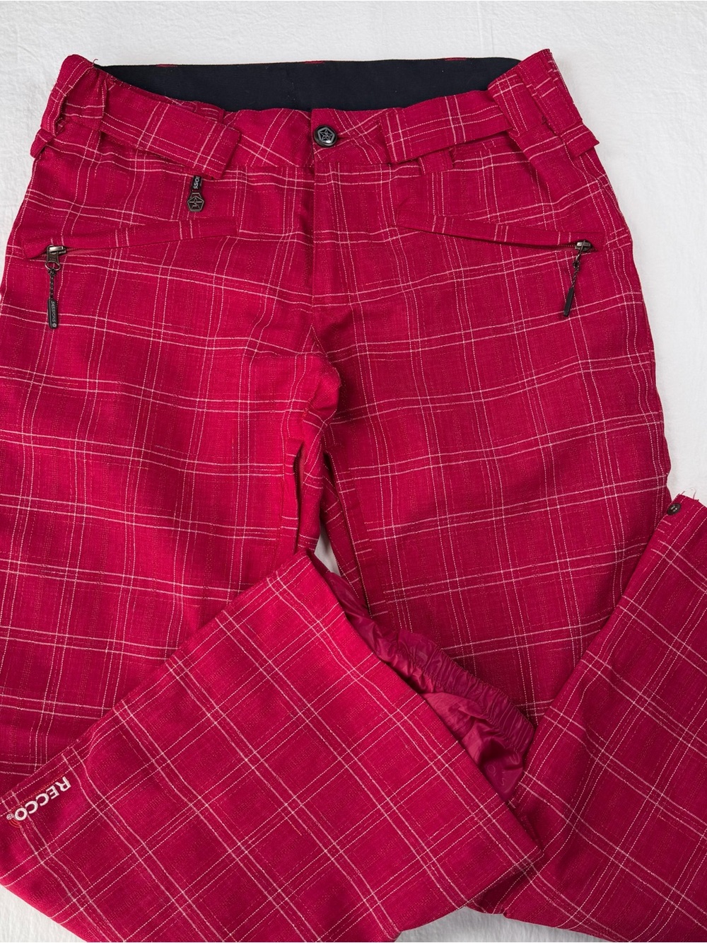 Sessions Terrain Plaid Snowboard Ski Pants RECCO Waterproof dark pink plaid